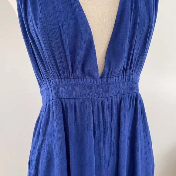 Lulus Lolinda Halter Convertible Jumpsuit Size Medium Blue Gauze - Picture 5 of 13